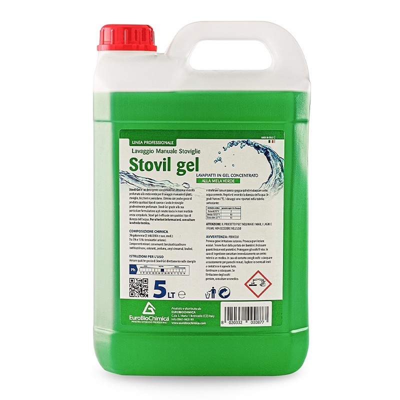 Stovil Gel – Detergente Manuale Concentrato per Stoviglie e Bicchieri alla Mela Verde