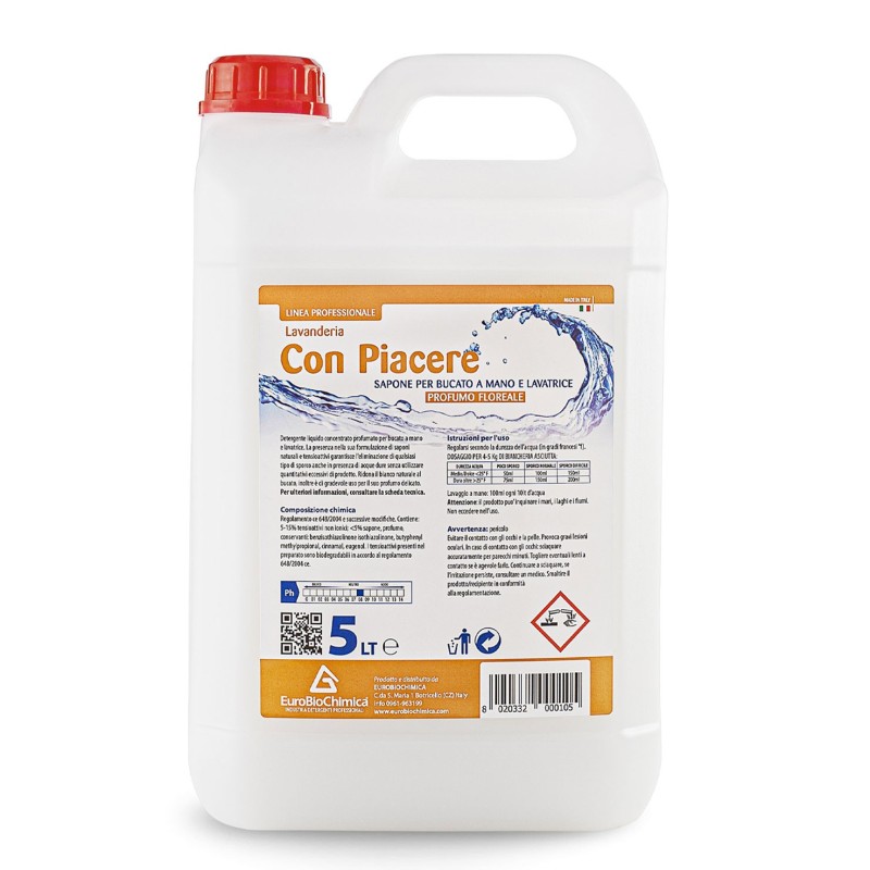 Con Piacere Floreale 5 LT – Detergente Lavatrice E Bucato a Mano