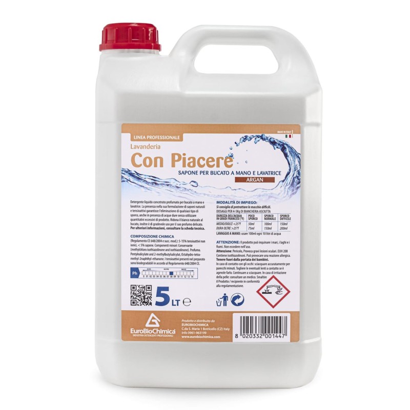 Con Piacere Argan 5 LT – Detergente Lavatrice E Bucato a Mano