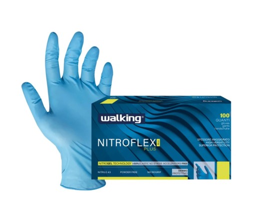Guanti Walking Nitroflex Plus Nitrile Blu 4,5 g – S–XL, Senza Polvere