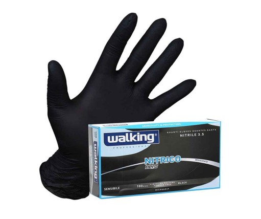 Guanti Monouso Nitrile Nero Walking 3,5 g – Professionali, Senza Polvere, S–XL”