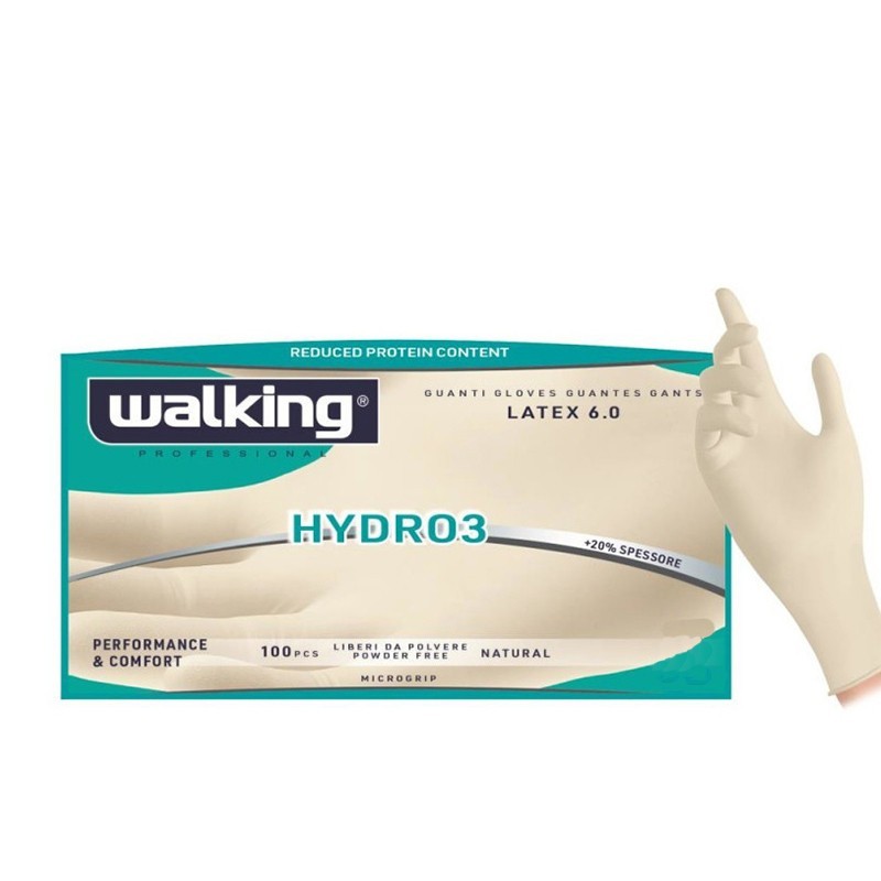 Guanti monouso Hydro3 Emolliente in lattice senza polvere 6,0 Gr – Taglie S-XL Guanti monouso Hydro3 Emolliente in lattice senza polvere 6,0 Gr – Taglie S-XL