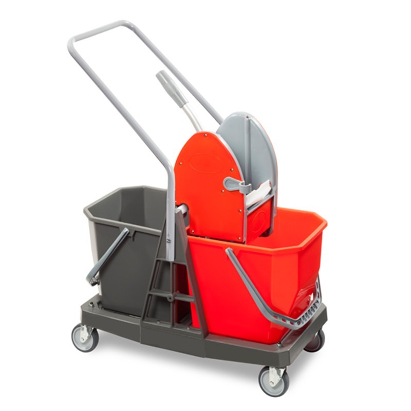 Carrello LZ Duomop in Polipropilene con Due Secchi da 20 L e Strizzatore – 4 Ruote