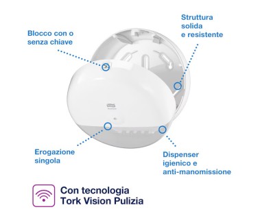 Dispenser Carta Igienica Tork SmartOne® T8 Bianco – Erogazione Singola
