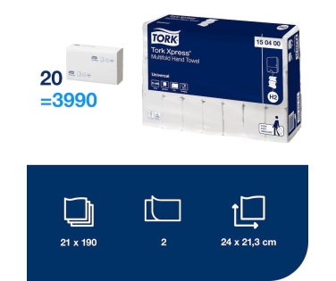 Asciugamani Intercalati Tork Xpress® H2 piegata a Z – Economici, Igienici e Compatti - 3990 FOGLI