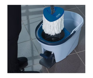 Kit UltraSpin Mini Vileda – Secchio 6L con Strizzatore, Manico e Mop Rotante per Pavimenti