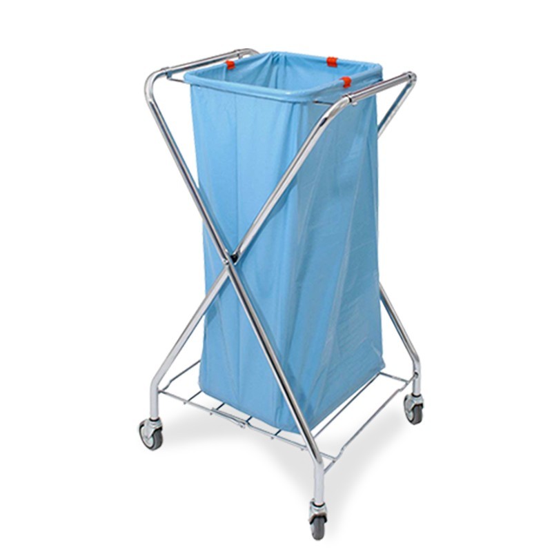 Carrello Portasacco Pieghevole Cromato con Reggisacco, Clips Fermasacco e Ruote Ø 80 mm – 53x50x104 cm Carrello Portasacco Pieghevole Cromato con Reggisacco, Clips Fermasacco e Ruote Ø 80 mm – 53x50x104 cm