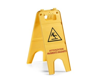 Pannello Segnalatore Pavimento Bagnato in Plastica Gialla | Doppia Faccia, Pieghevole e Visibile