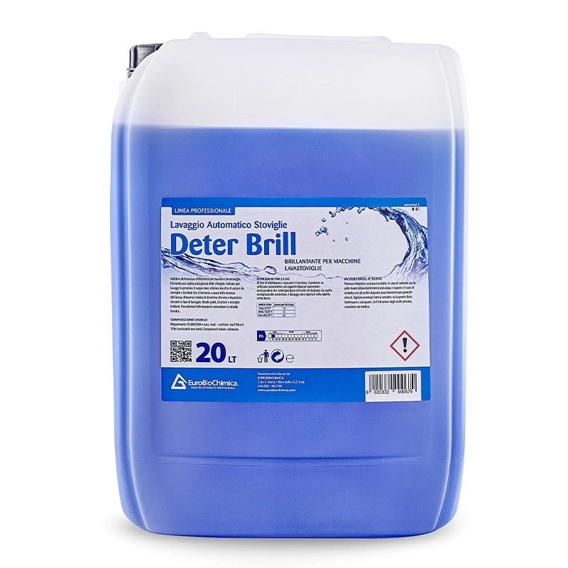Deterbrill – Brillantante Lavastoviglie Professionale Acque Dure - TANICA DA 20 LT