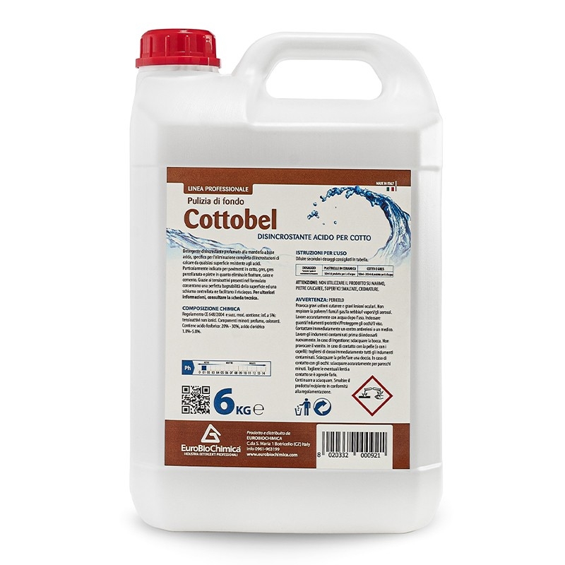 Cottobel – Detergente Disincrostante Acido per Pavimenti in Grès e Cotto 6 Kg - CT DA 2 PZ Cottobel – Detergente Disincrostante Acido per Pavimenti in Grès e Cotto 6 Kg - CT DA 2 PZ
