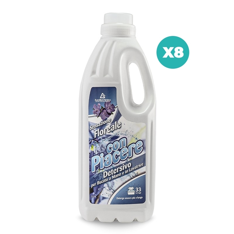 Con Piacere – Detersivo Lavatrice Floreale 2 LT | Bucato Pulito e Profumato - CT DA 8 PZ Con Piacere – Detersivo Lavatrice Floreale 2 LT | Bucato Pulito e Profumato - CT DA 8 PZ