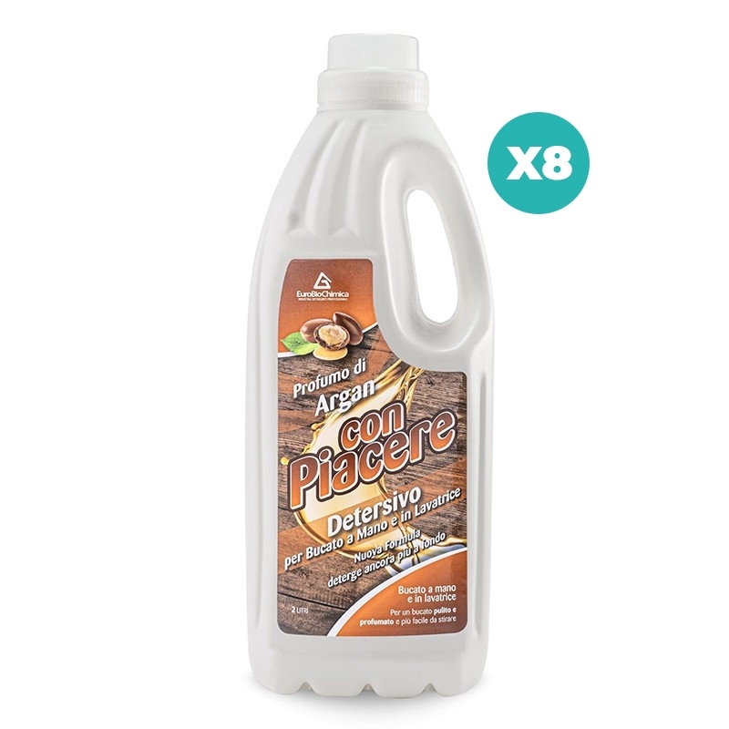 Con Piacere – Detersivo Lavatrice Argan 2 LT | Bucato Pulito e Profumato - CT DA 8 PZ
