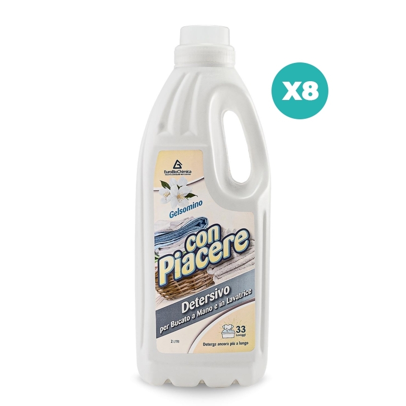 Con Piacere – Detersivo Lavatrice Gelsomino 2 LT | Bucato Pulito e Profumato - CT DA 8 PZ