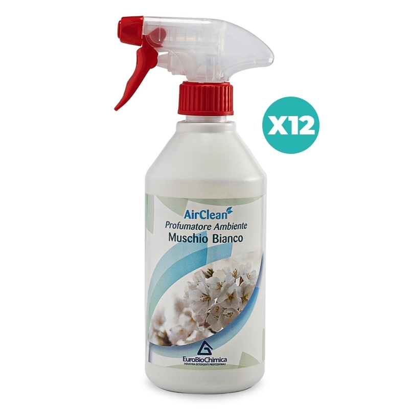 Air Clean Muschio Bianco - Profumatore ambiente a lunga durata 500 ML - CT DA 12 PZ