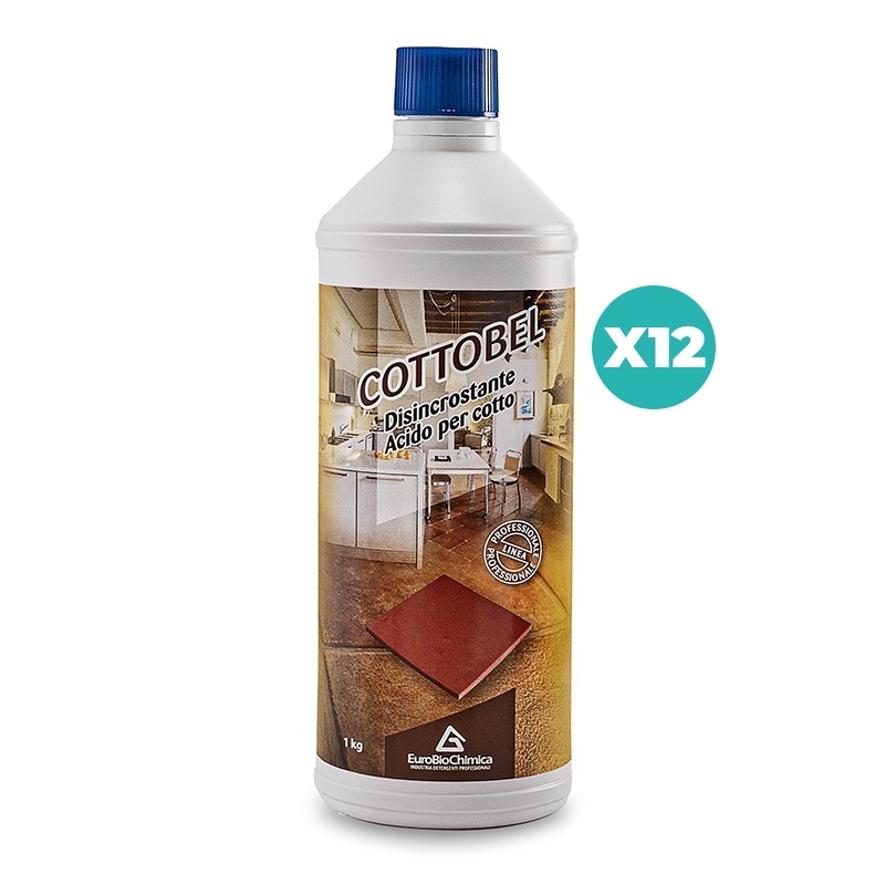 Cottobel – Detergente Disincrostante Acido per Pavimenti in Grès e Cotto 1 KG - CT DA 12 PZ Cottobel – Detergente Disincrostante Acido per Pavimenti in Grès e Cotto 1 KG - CT DA 12 PZ