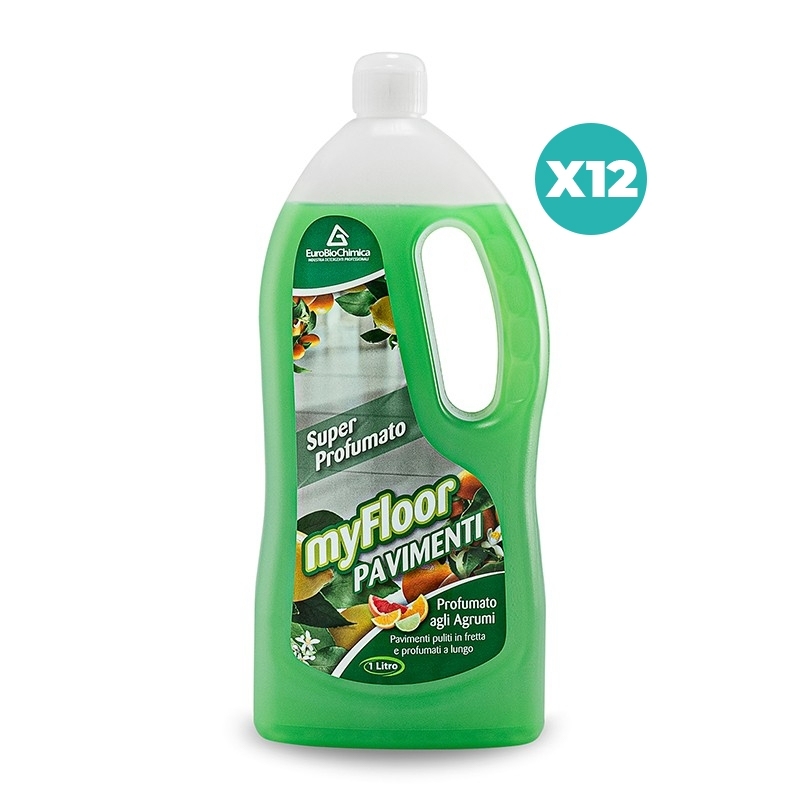 Myfloor – Detergente Lavapavimenti Brillantante Profumato agli Agrumi 1 LT - CT DA 12 PZ