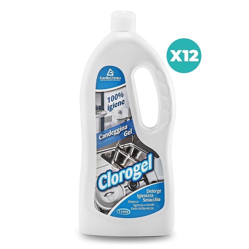 Clorogel Candeggina Gel Igienizzante e Sbiancante 1 LT - CT DA 12 PZ Clorogel Candeggina Gel Igienizzante e Sbiancante 1 LT - CT DA 12 PZ