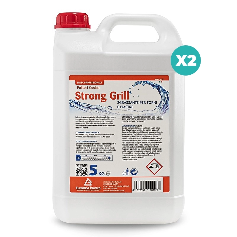 Strong Grill – Detergente Sgrassante Alcalino per Forni e Cappe 5 Kg - CT DA 2 PZ
