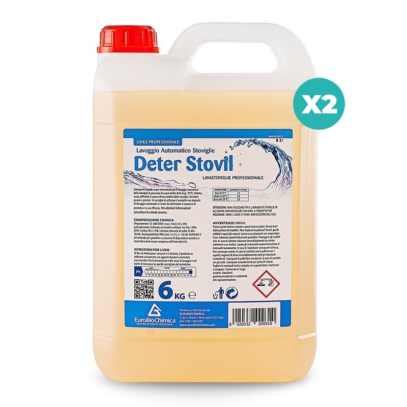 Deter Stovil – Detergente Lavastoviglie Professionale Super Concentrato 6 KG  - CT DA 2 PZ