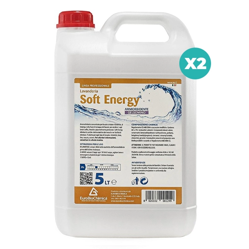 Soft Energy – Ammorbidente Bucato Gelsomino 5 LT | Morbidezza e Freschezza - CT DA 2 PZ