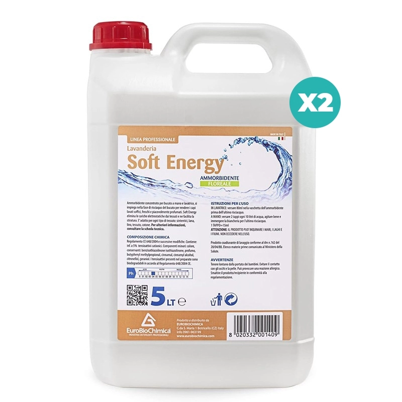 Soft Energy – Ammorbidente Bucato Floreale 5 LT| Morbidezza e Freschezza - CT DA 2 PZ
