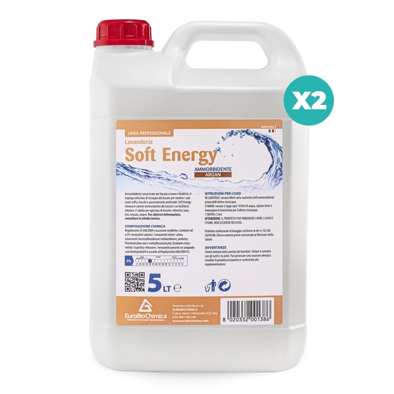 Soft Energy – Ammorbidente Bucato Argan 5 LT | Morbidezza e Freschezza - CT DA 2 PZ