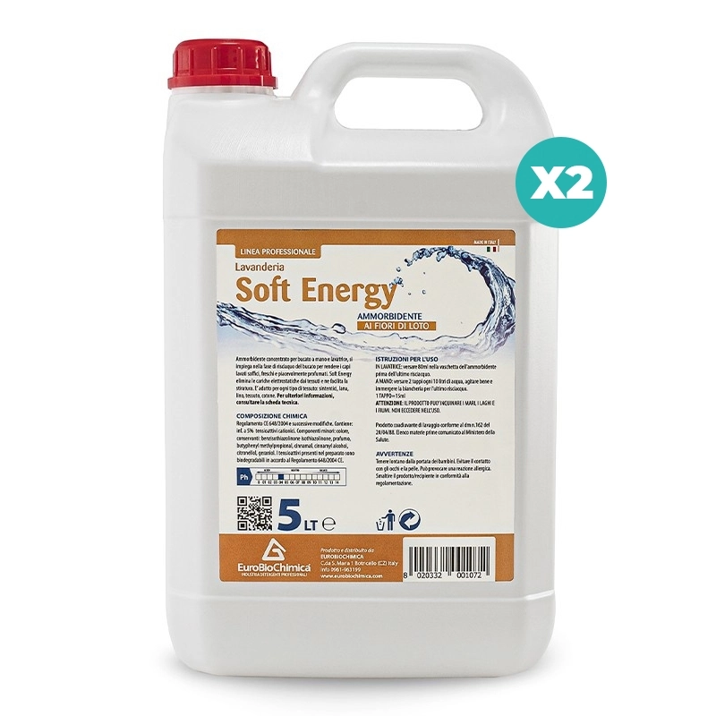 Soft Energy – Ammorbidente Bucato Fiori di Loto 5 LT | Morbidezza e Freschezza - CT DA 2 PZ