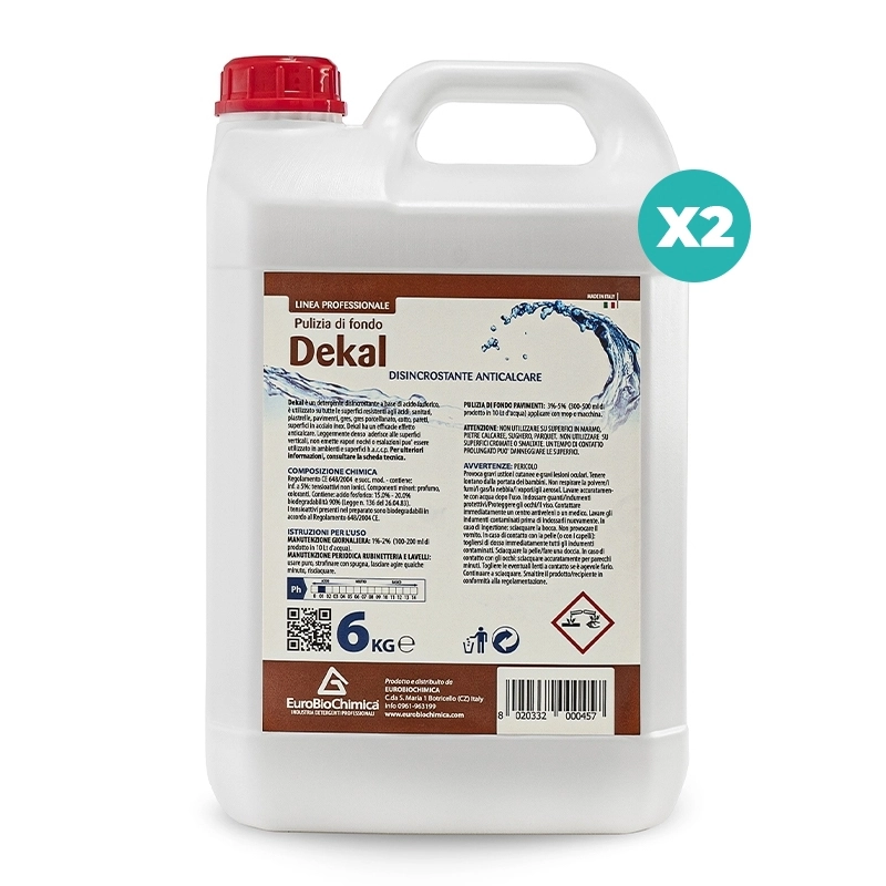 Dekal – Detergente Disincrostante Anticalcare per Sanitari e Superfici Resistent 6 KG -  CT DA 2 PZ