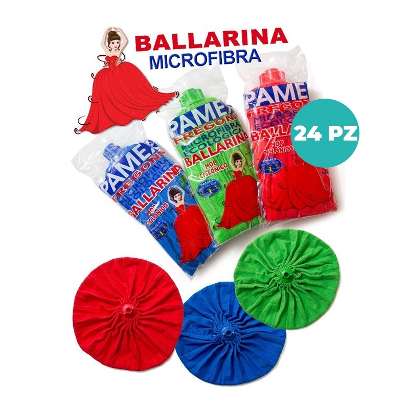 Mop BALLARINA in Microfibra  – CT DA 24 PZ - Super Assorbente e Multisuperficie - 3 Colori