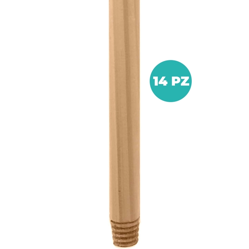 Manico in Legno 130 cm con Attacco a Vite - 14 PEZZI - Universale per Scope e Mop Manico in Legno 130 cm con Attacco a Vite - 14 PEZZI - Universale per Scope e Mop