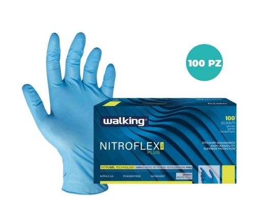 Guanti Walking Nitroflex Plus Nitrile Blu 4,5 g – S–XL, Senza Polvere