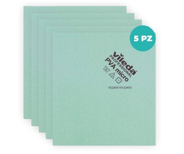Panno PVAmicro Mis. 38x35  – Super Assorbente e Multiuso per Pulizie Professionali - Cf da 5 Pezzi