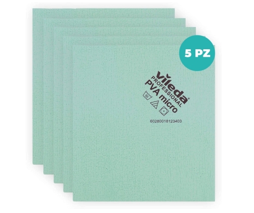Panno PVAmicro Mis. 38x35  – Super Assorbente e Multiuso per Pulizie Professionali - Cf da 5 Pezzi
