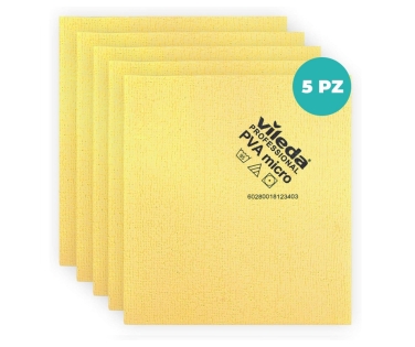 Panno PVAmicro Mis. 38x35 – Super Assorbente e Multiuso per Pulizie Professionali - Cf da 5 Pezzi