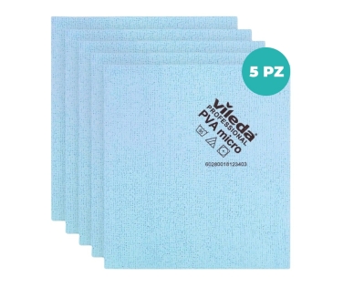 Panno PVAmicro Mis. 38x35  – Super Assorbente e Multiuso per Pulizie Professionali - Cf da 5 Pezzi