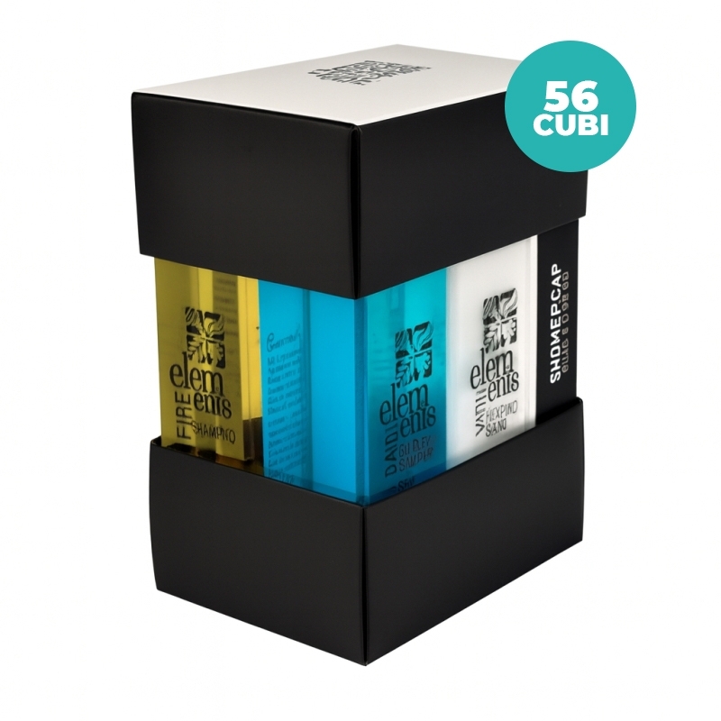 Cofanetto Cubo Elements Karisma –CT da 56 Cubi con Shampoo, Bagnoschiuma, Igiene Intima, Crema Corpo e Accessori