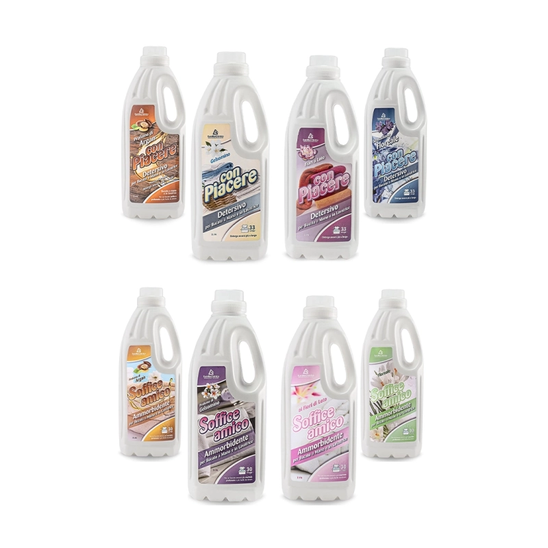 Kit Bucato Perfetto con Detergente “Con Piacere” e Ammorbidente Profumato - 4 Profumazioni Kit Bucato Perfetto con Detergente “Con Piacere” e Ammorbidente Profumato - 4 Profumazioni