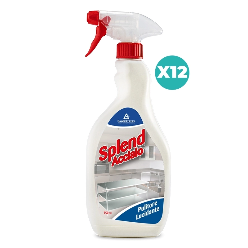 Splend Acciaio – Pulitore Lucidante per Superfici in Acciaio 750 ML - CT DA 12 PZ