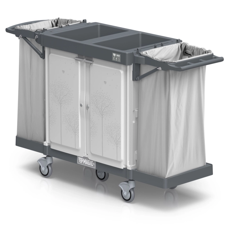 Carrello Alberghiero TTS Magic Hotel 890S Safety con Mobile Chiuso e Portasacchi Pieghevoli