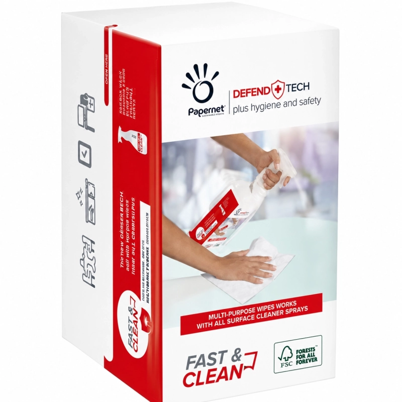 Panni in Carta Fast & Clean Defend Tech 419295 Papernet 2 Veli Pura Cellulosa CT Da 20 Confezioni da 100 Pz