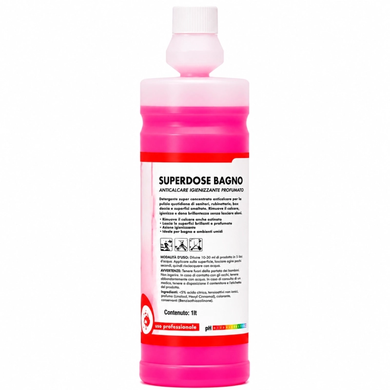 Detergente Anticalcare Super Concentrato Superdose Bagno 1 LT | Igienizzante Professionale