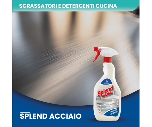 Splend Acciaio – Pulitore Lucidante per Superfici in Acciaio 750 ML - CT DA 12 PZ