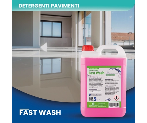 FastWash – Detergente Lavapavimenti Igienizzante IdroAlcolico Rapida Asciugatura 5 LT - CT DA 2 PZ