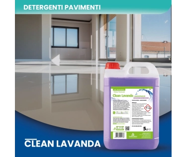 Clean Lavanda - Detergente Lavapavimenti Ad Azione Brillantante Profumato alla Lavanda - 5 LT - CT DA 2 PZ