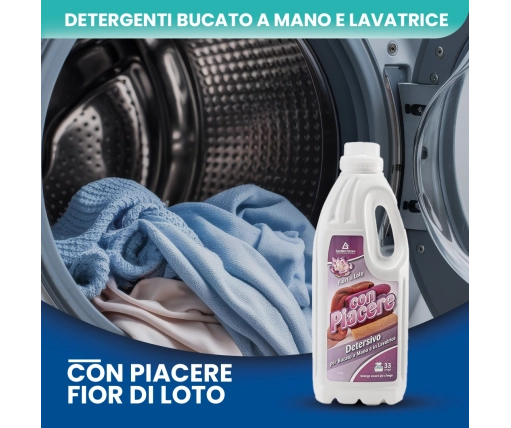 Con Piacere – Detersivo Lavatrice Fiori di Loto 2 LT | Bucato Pulito e Profumato - CT DA 8 PZ