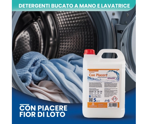 Con Piacere Fiori di Loto 5 LT – Detergente Lavatrice E Bucato a Mano - CT DA 2 PZ