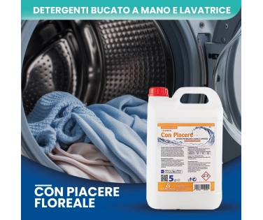 Con Piacere Floreale 5 LT – Detergente Lavatrice E Bucato a Mano - CT DA 2 PZ