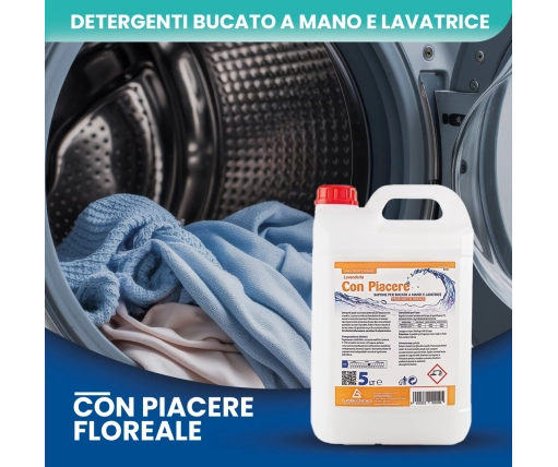 Con Piacere Floreale 5 LT – Detergente Lavatrice E Bucato a Mano - CT DA 2 PZ