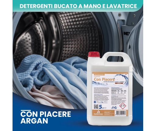 Con Piacere Argan 5 LT – Detergente Lavatrice E Bucato a Mano - CT DA 2 PZ