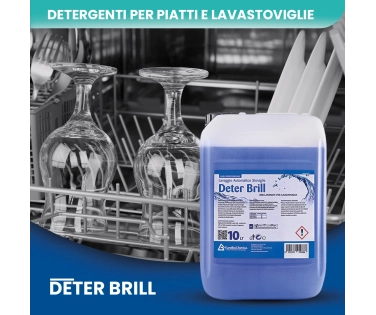 Deterbrill – Brillantante Lavastoviglie Professionale Acque Dure  - TANICA DA 10 LT